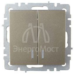 Выключатель 2-кл. СП BRITE ВС10-2-1-БрШ 10А с инд. шампань IEK BR-V20-1-10-K37