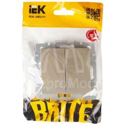 Выключатель 2-кл. СП BRITE ВС10-2-1-БрШ 10А с инд. шампань IEK BR-V20-1-10-K37