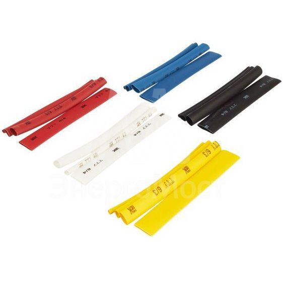 Набор трубок термоусадочных тонкостен. ТТУ 2/1; 4/2; 6/3; 8/4 (Ж; С; К; Ч; Б) 20х8см разноцвет. IEK UDRS-D2-D8-10-2