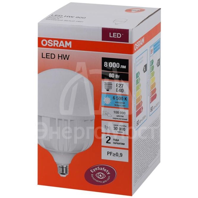 Лампа светодиодная LED HW T 80Вт (замена 800Вт) матовая 6500К холод. бел. E27/E40 8000лм угол пучка 200град. 140-265В PF&amp;amp;gt;/=09 OSRAM 4058075576957