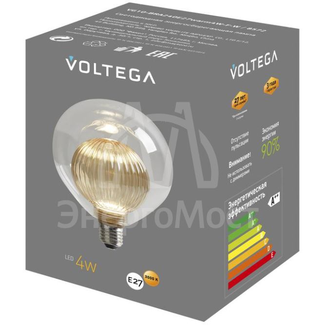 Лампа светодиодная филаментная Loft 271 G125G8027 4Вт 3000К E27 Voltega 8572