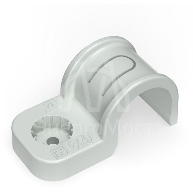 Крепеж-скоба односторонняя d20мм для прямого монтажа атмосф. пластик. сер. (уп.50шт) Промрукав PR13.0369