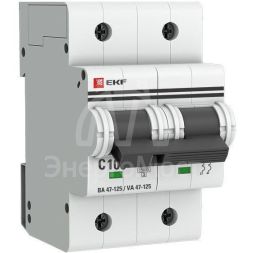 Выключатель автоматический модульный 2п C 100А 15кА ВА 47-125 PROxima EKF mcb47125-2-100C