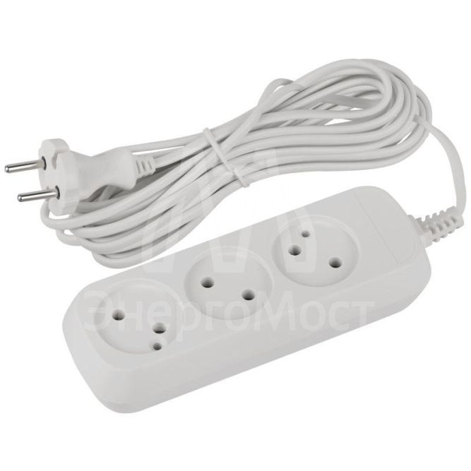 Удлинитель электрический UDL-6-350 Greenline 3 розетки без заземления 5м ШВВП 2х0.75кв.мм Эра Б0065070