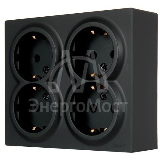 Розетка 4-мест. с заземл. LETO закрытый корпус ПБТ черн. бархат LEZARD 752-4200-127BDP