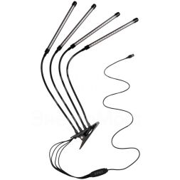 Светильник светодиодный «КРИСТАЛЛ» CTL2-USB-bl Agro для растений спектр 4 плафона по 10Вт на прищепке пульт на шнуре IP40 красн./син. ФАZА 5068810