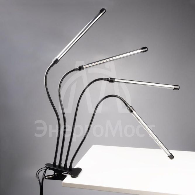 Светильник светодиодный «КРИСТАЛЛ» CTL2-USB-bl Agro для растений спектр 4 плафона по 10Вт на прищепке пульт на шнуре IP40 красн./син. ФАZА 5068810