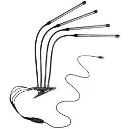 Светильник светодиодный «КРИСТАЛЛ» CTL2-USB-bl Agro для растений спектр 4 плафона по 10Вт на прищепке пульт на шнуре IP40 красн./син. ФАZА 5068810