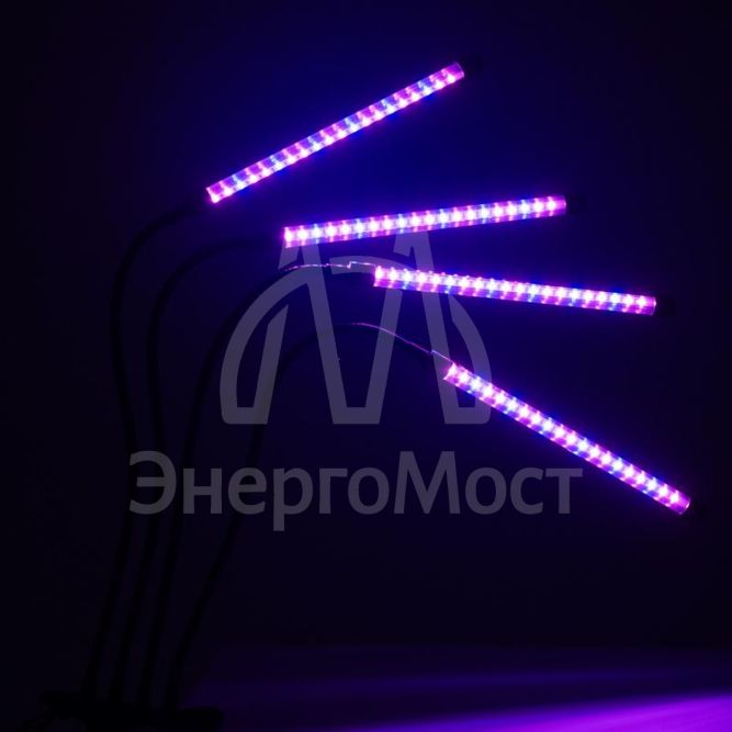 Светильник светодиодный «КРИСТАЛЛ» CTL2-USB-bl Agro для растений спектр 4 плафона по 10Вт на прищепке пульт на шнуре IP40 красн./син. ФАZА 5068810