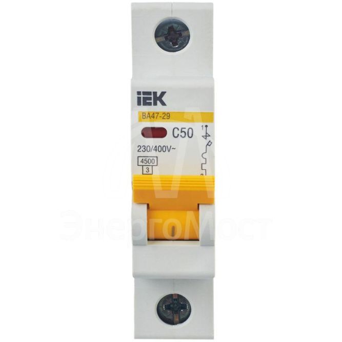 Выключатель автоматический модульный 1п C 50А 4.5кА ВА47-29 IEK MVA20-1-050-C