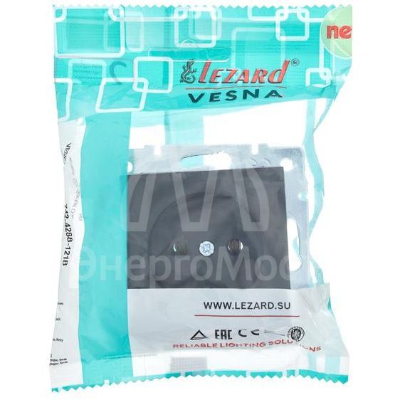 Розетка 1-м СП Vesna без заземл. ПБТ механизм черн. бархат LEZARD 742-4288-121B