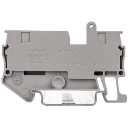 Клемма с размыкателем зажим push-in 2 точки подключения 4кв.мм сер. DKC VPR-4-TG