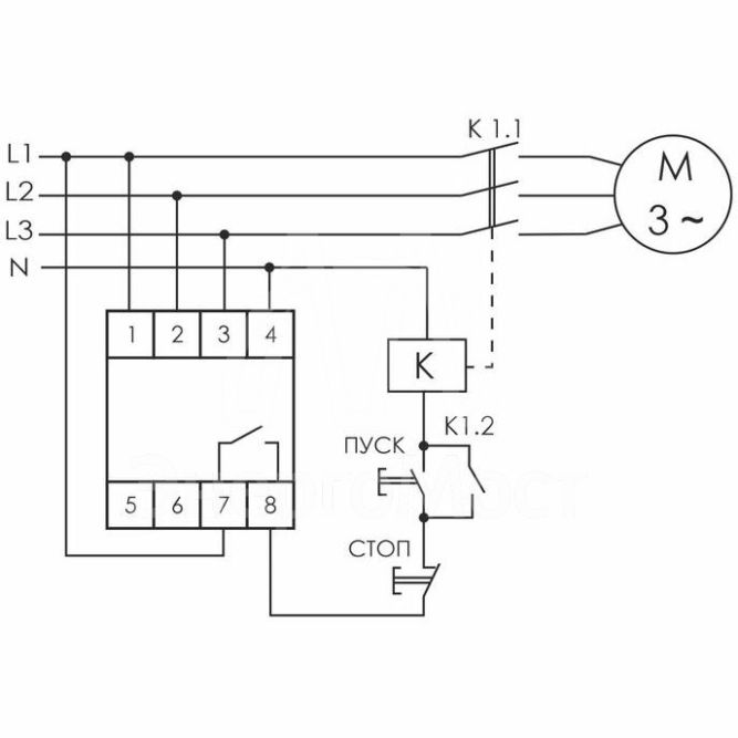 Реле контроля наличия; асимметрии и чередования фаз CKF-B (монтаж на DIN-рейке 35мм; задержка отключения 3-5с; 3х400/230В+N 2А 1Z) F&amp;amp;F EA04.002.002