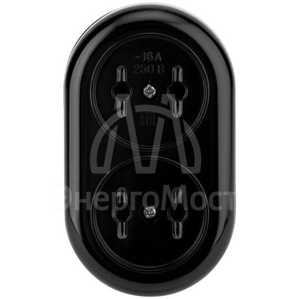 Колодка 2 гнезда карболитовая б/з 16А черн. Rexant 11-8981