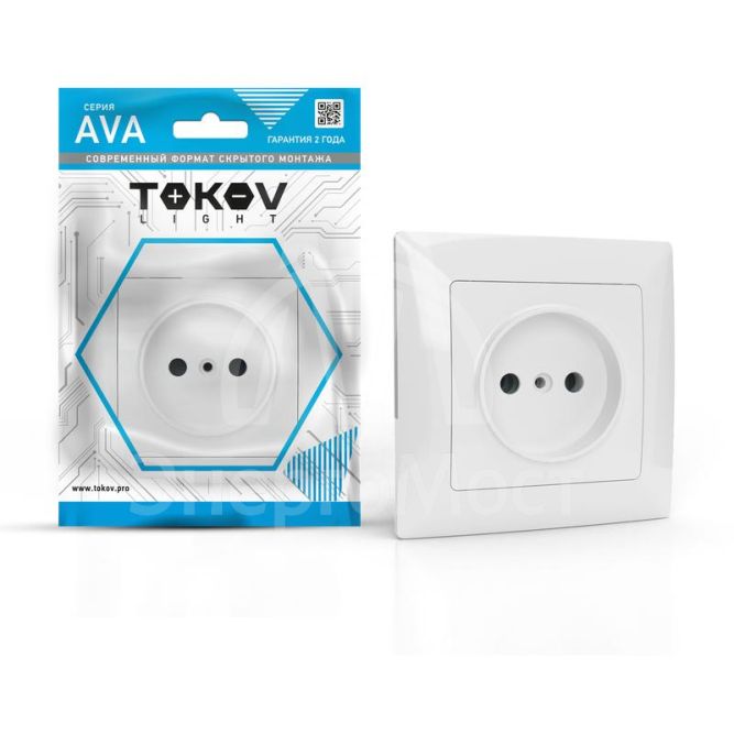 Розетка 1-м СП AVA 16А IP20 без заземл. без защ. шторок в сборе бел. TOKOV LIGHT TKL-AV-R1F-C01