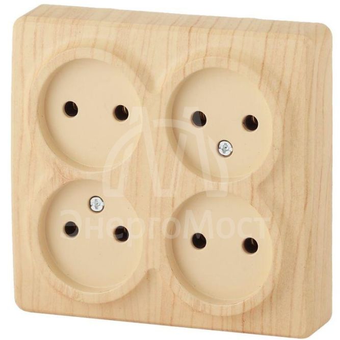 Розетка 4-м ОП Эра Эксперт 11-2210-11 16А IP20 250В 4х2P сосна Эра Б0020708