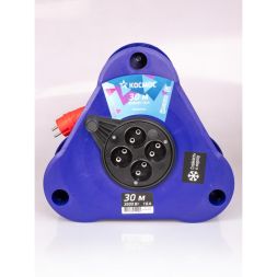 Удлинитель на треугольной катушке 4х30м без заземл. 16А IP44 3.5кВт КГ 2х2.5 УКП КОСМОС YKTKsm30m-4g(2.5)KG