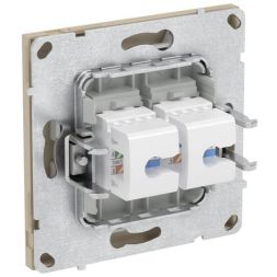 Розетка компьютерная 2-м KANT RJ45 кат.5E без шторки ванильн. марципан DKC 7015664
