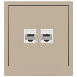 Розетка компьютерная 2-м KANT RJ45 кат.5E без шторки ванильн. марципан DKC 7015664
