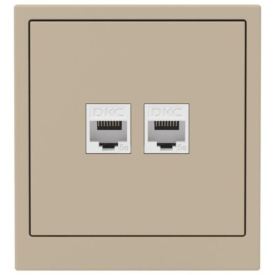 Розетка компьютерная 2-м KANT RJ45 кат.5E без шторки ванильн. марципан DKC 7015664