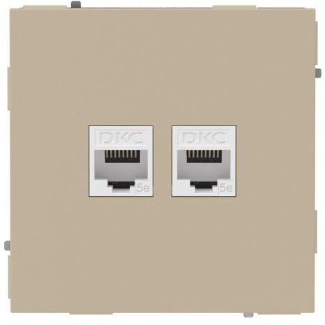 Розетка компьютерная 2-м KANT RJ45 кат.5E без шторки ванильн. марципан DKC 7015664