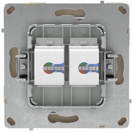 Розетка компьютерная 2-м KANT RJ45 кат.5E без шторки ванильн. марципан DKC 7015664