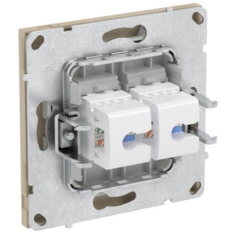 Розетка компьютерная 2-м KANT RJ45 кат.5E без шторки ванильн. марципан DKC 7015664