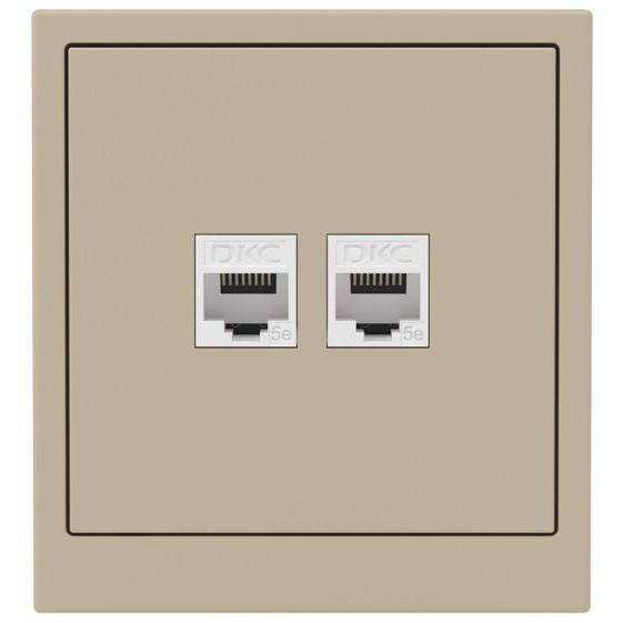 Розетка компьютерная 2-м KANT RJ45 кат.5E без шторки ванильн. марципан DKC 7015664