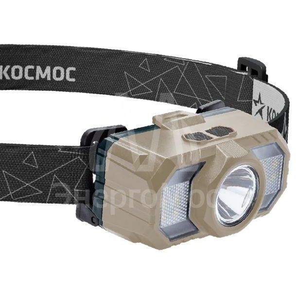 Фонарь аккумуляторный налобный 2Вт LED+2Вт SMD LED+красн. съемные Li-ion 2x18650 1200мА.ч=2400 мА.ч корпус ABS-пластик USB-шнур регулируемый эласт. ремешок КОСМОС KOC506Lit