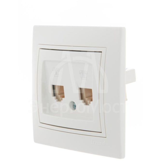 Розетка телефонная 2-м СП Мира RJ11 бел./бел. LEZARD 701-0202-138