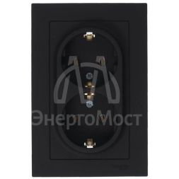 Розетка 2-м AtlasDesign 16А с заземл. в сборе карбон SchE ATN001024