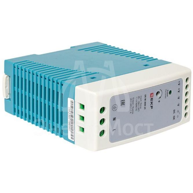 Блок питания на DIN-рейку 40Вт Uвх ~ 220В AC m Uвых - 24В DC постоянного тока EKF DR-M-40W-24