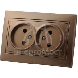 Розетка 2-м СП Мира 16А IP20 без заземл. керам. свет. корич. перламутр LEZARD 701-3131-128