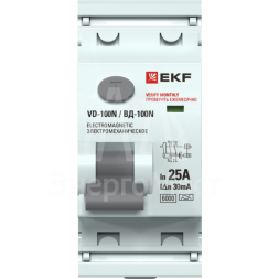 Выключатель дифференциального тока 2п 25А 30мА тип A 6кА ВД-100N электромех. PROxima EKF E1026MA2530