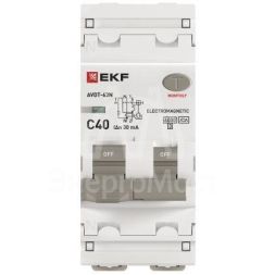 Выключатель автоматический дифференциального тока 2п (1P+N) C 40А 30мА тип A 6кА АВДТ-63N (электромех.) PROxima EKF D63N26MA40C30