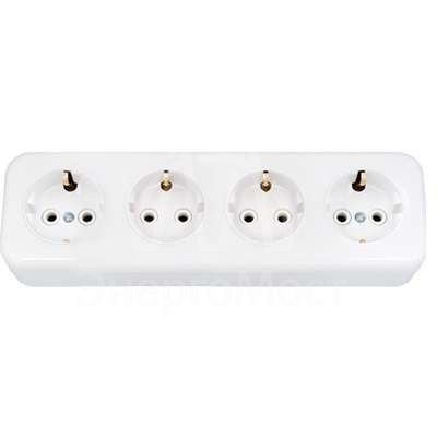 Розетка 4-м ОП с заземл. бел. БЕЛТИЗ РА16-245