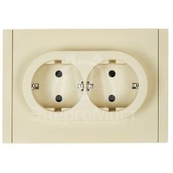 Розетка 2-м СП FORTE&amp;amp;PIANO FP423 16А с заземл. защ. шторки безвинт. крепл. ваниль IEK FP-R24-16-1-K10