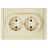 Розетка 2-м СП FORTE&amp;amp;PIANO FP423 16А с заземл. защ. шторки безвинт. крепл. ваниль IEK FP-R24-16-1-K10