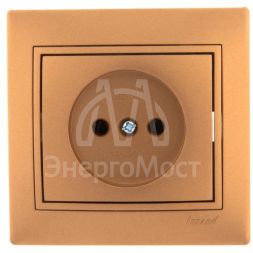 Розетка 1-м СП Мира 16А IP20 без заземл. керам. метал. зол. LEZARD 701-1313-121