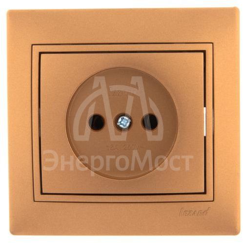 Розетка 1-м СП Мира 16А IP20 без заземл. керам. метал. зол. LEZARD 701-1313-121