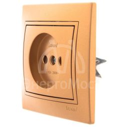 Розетка 1-м СП Мира 16А IP20 без заземл. керам. метал. зол. LEZARD 701-1313-121