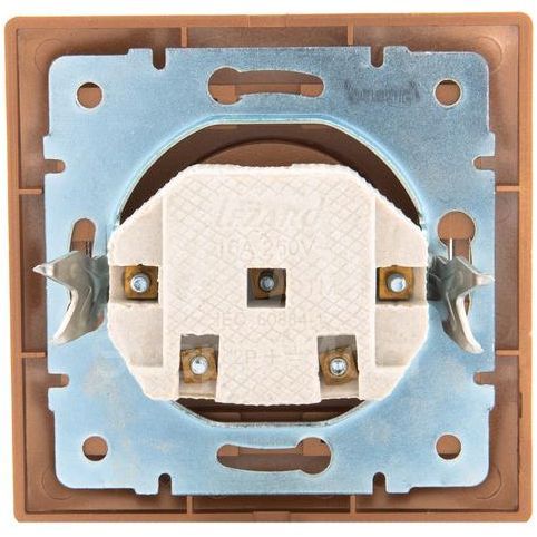Розетка 1-м СП Мира 16А IP20 без заземл. керам. метал. зол. LEZARD 701-1313-121