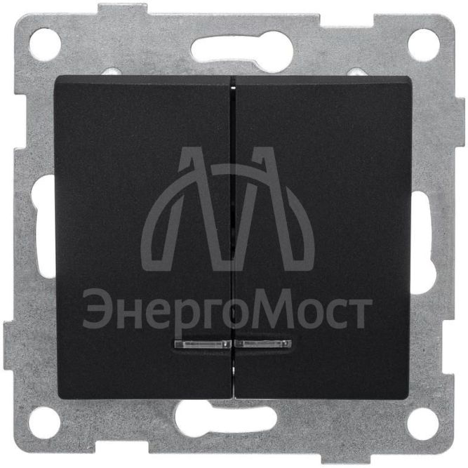 Выключатель 2-кл. СП Bravo 10А 250В с индикацией механизм графит GUSI С10В28-010