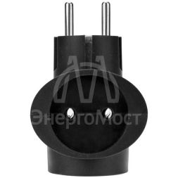 Разветвитель 3-м (1-м с заземл.) 16А универс. черн. Rexant 11-1083