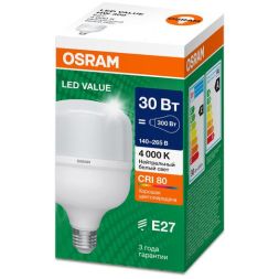Лампа светодиодная LED G4 Value LVHW300 30W/840 CRI95 30Вт 4000К 3450лм цилиндрическая матов. E27 140-265В OSRAM 4099854121272