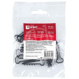 Дюбель-хомут d6х14мм для плоского кабеля черный (уп.10шт) PROxima EKF plc-cd-6x14b-r