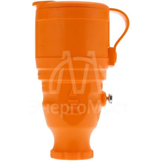 Розетка переносная влагозащищенная с крышкой с заземл. 16А IP44 каучук оранж. Rexant 111-123