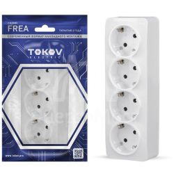 Розетка 4-м ОП Frea 16А IP20 250В с заземл. АБС-пластик бел. TOKOV ELECTRIC TKE-FR-R4Z-C01