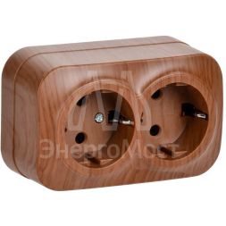 Розетка 2-м ОП GLORY РС22-3-ХД 16А с заземл. дуб IEK ERH21-K24-16