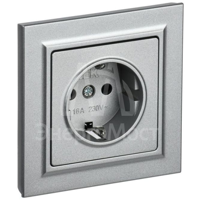 Розетка СП BRITE РСР14-1-0-БрА 16А в сборе с заземл. защ. шторки алюм. IEK BR-R14-16-K47-F